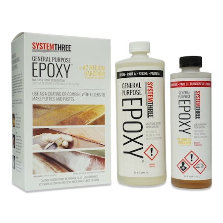 System Three Resins General Purpose Epoxy Resin with No 2 Medium Hardener, 1.5 Quarts, Medium Amber 0102K42